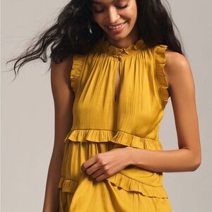 Anthropologie Tiered Sleeveless Blouse Honey Size XSP